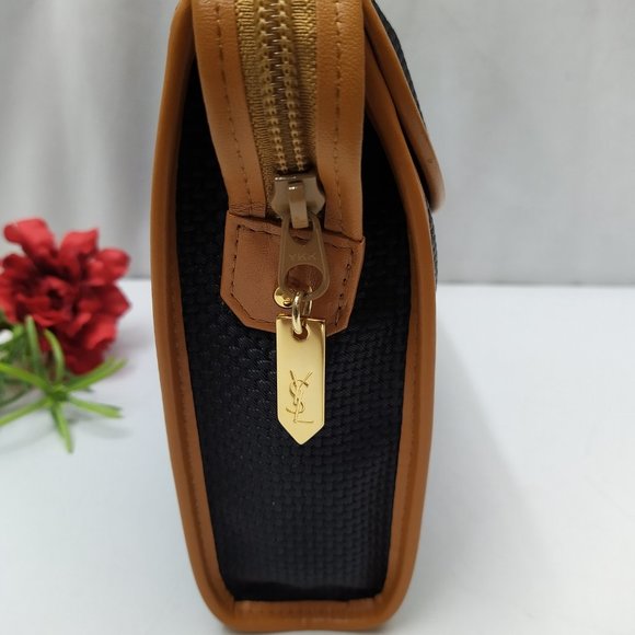 Authentic YSL - Yves Saint Laurent clutch bag Vintage PVC leather black/ brown - Picture 5 of 15